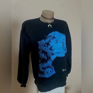 Alter Ego Planet Void Black Crewneck Sweater Gothic Siren Alien Girl Graphic